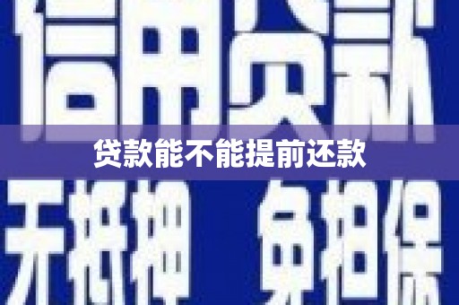 台东贷款能不能提前还款